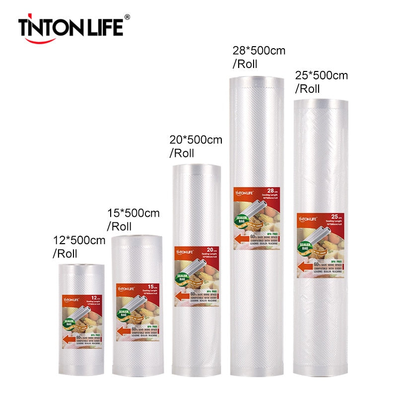 Scellage sous vide alimentaire Sacs économiseur de stockage Rouleaux en plastique sous vide 5 sacs de taille pour scellant sous vide de cuisine pour garder les aliments frais