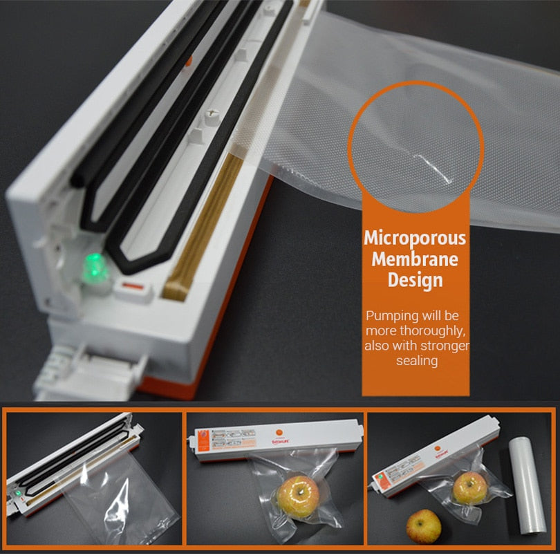Scellage sous vide alimentaire Sacs économiseur de stockage Rouleaux en plastique sous vide 5 sacs de taille pour scellant sous vide de cuisine pour garder les aliments frais